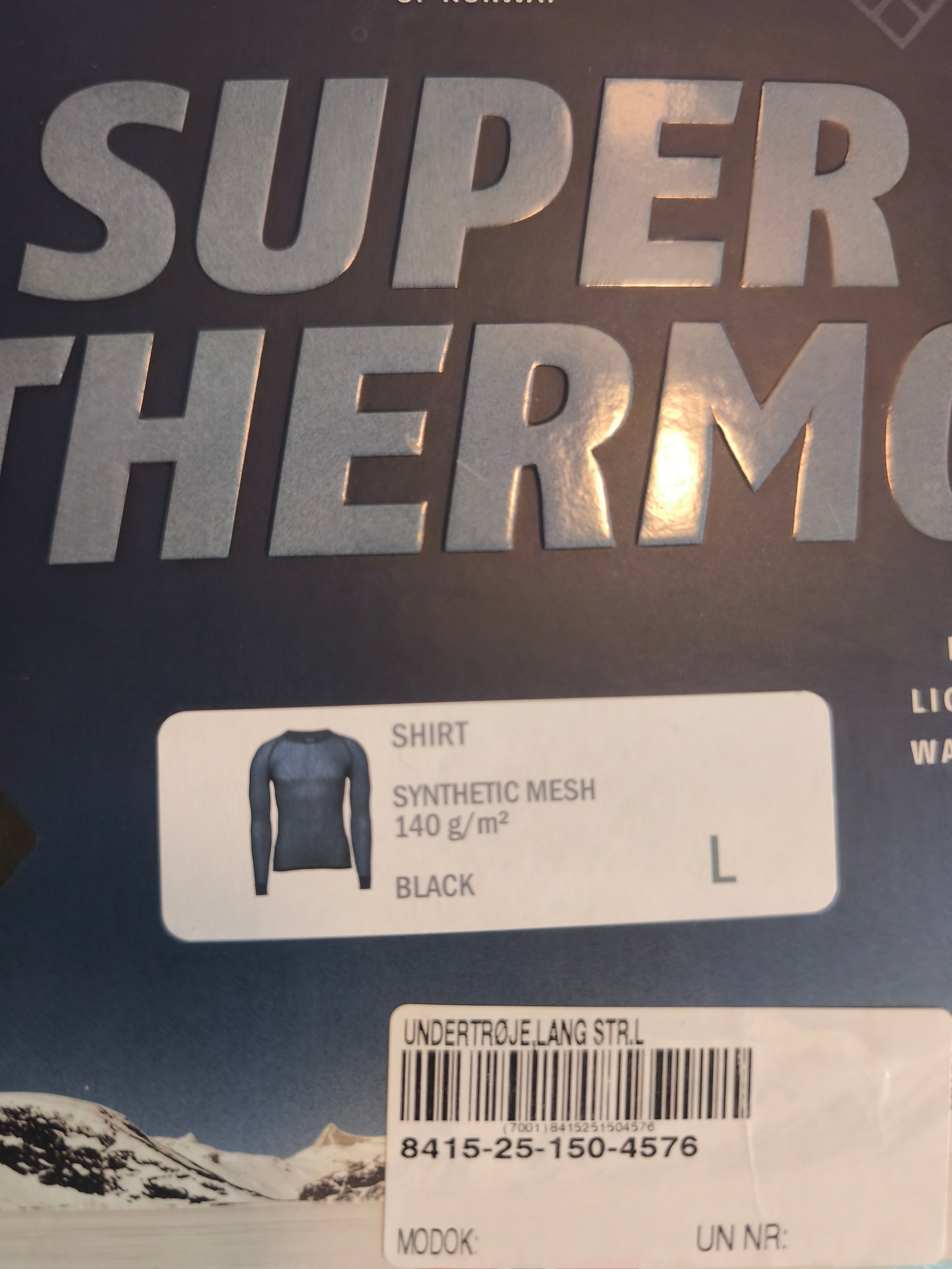 Brynje Super Thermo, Langærmet nettrøje med kort hals, Sort