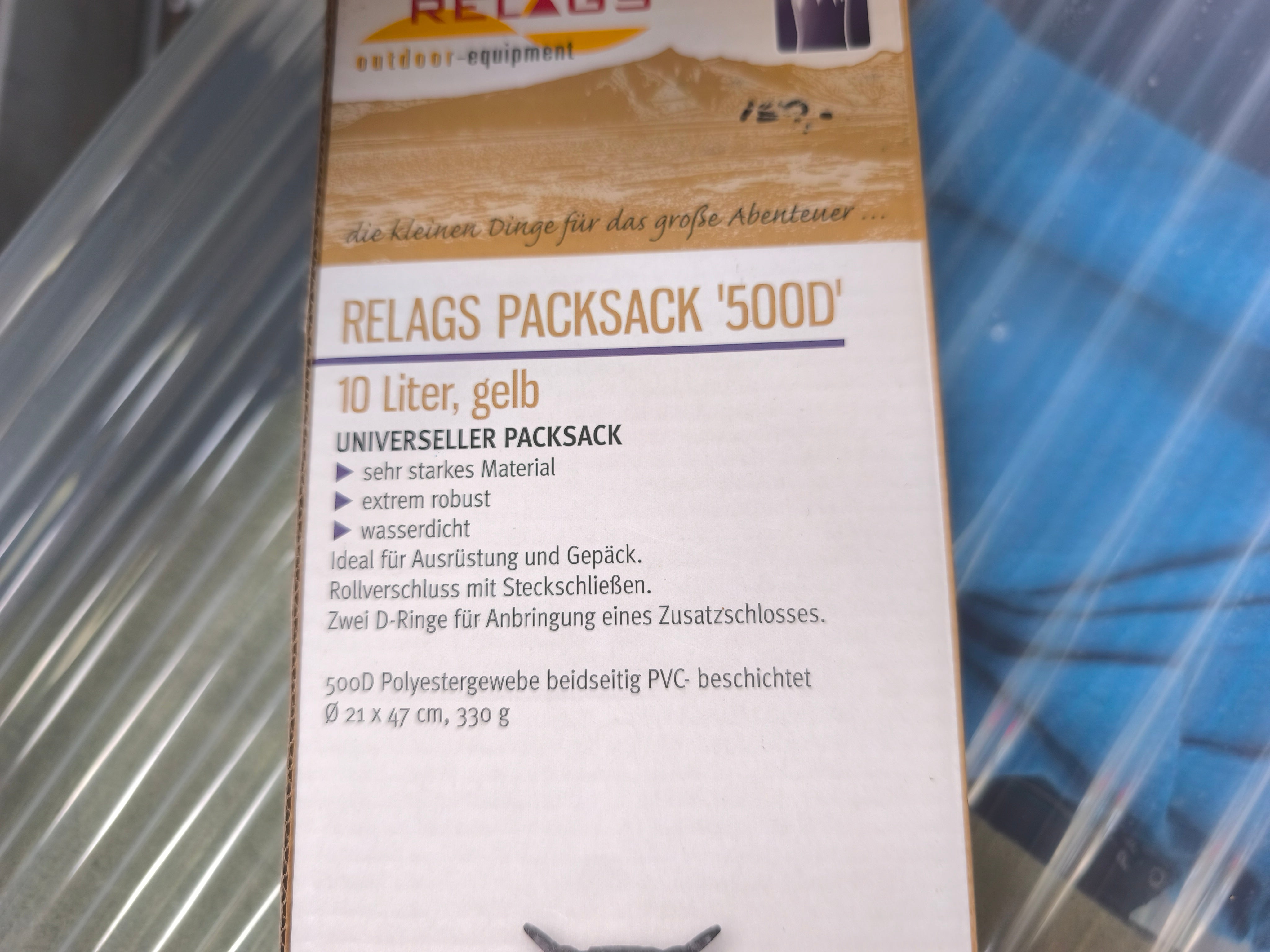 Relags packsack 10 liter, vandtæt, gul