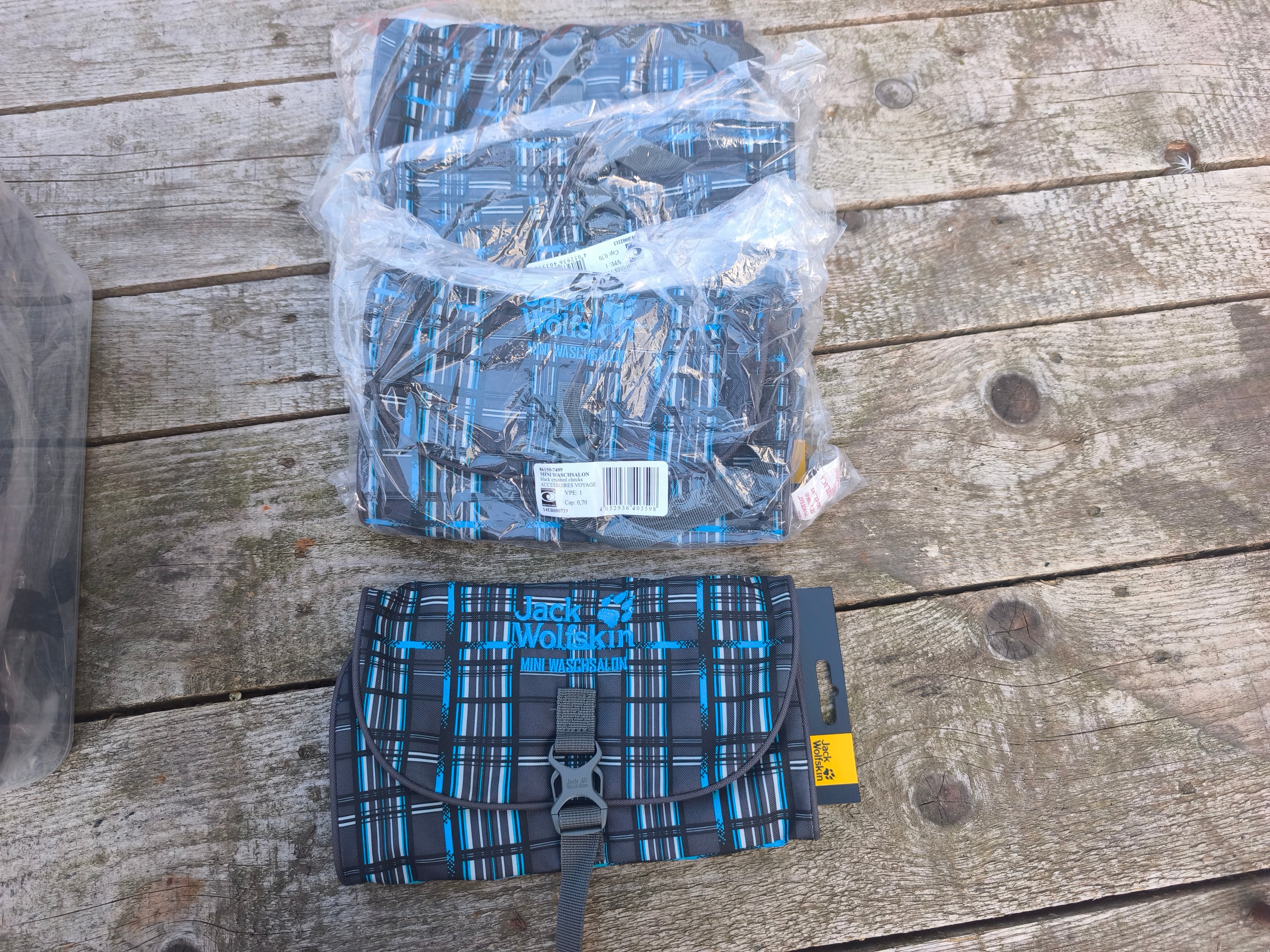 Toilettaske Jack Wolfskin, mini waschsalon, farve: black crossed checks