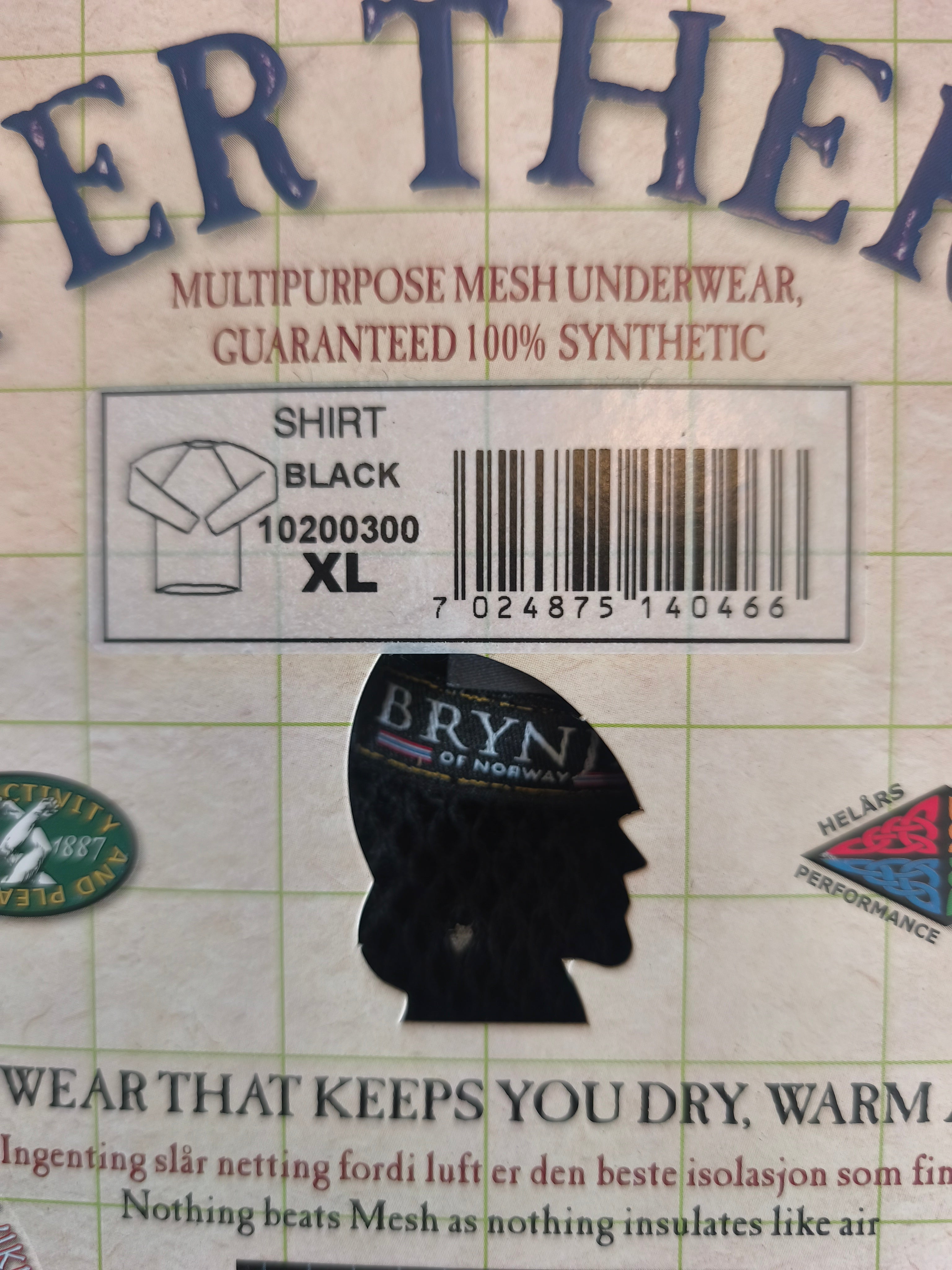 Brynje Super Thermo, langærmet netundertrøje, medium eller xl, sort