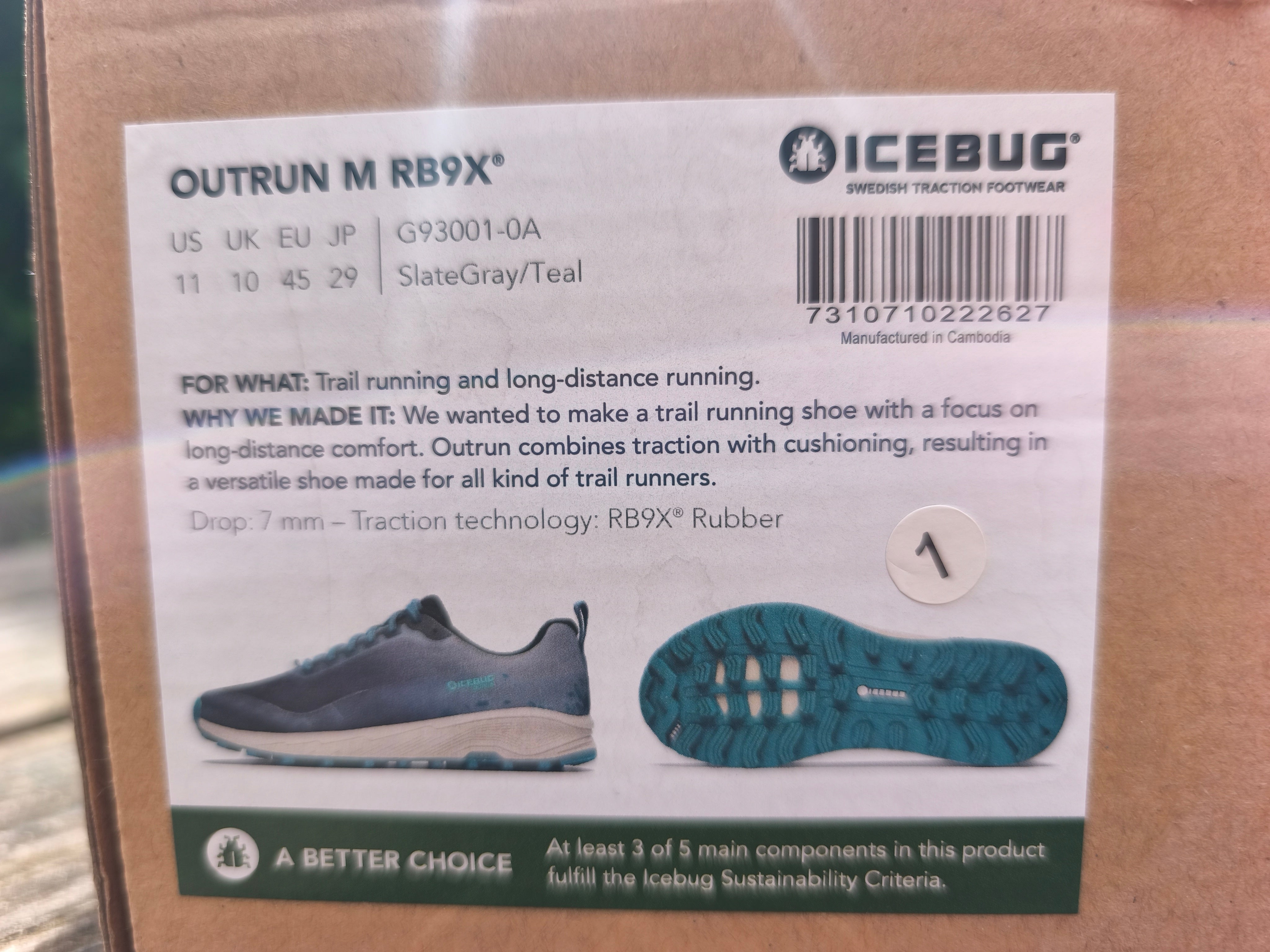 Icebug Outrun RB9X Herre, G93001-0A, Farve: Slategrey/Teal
