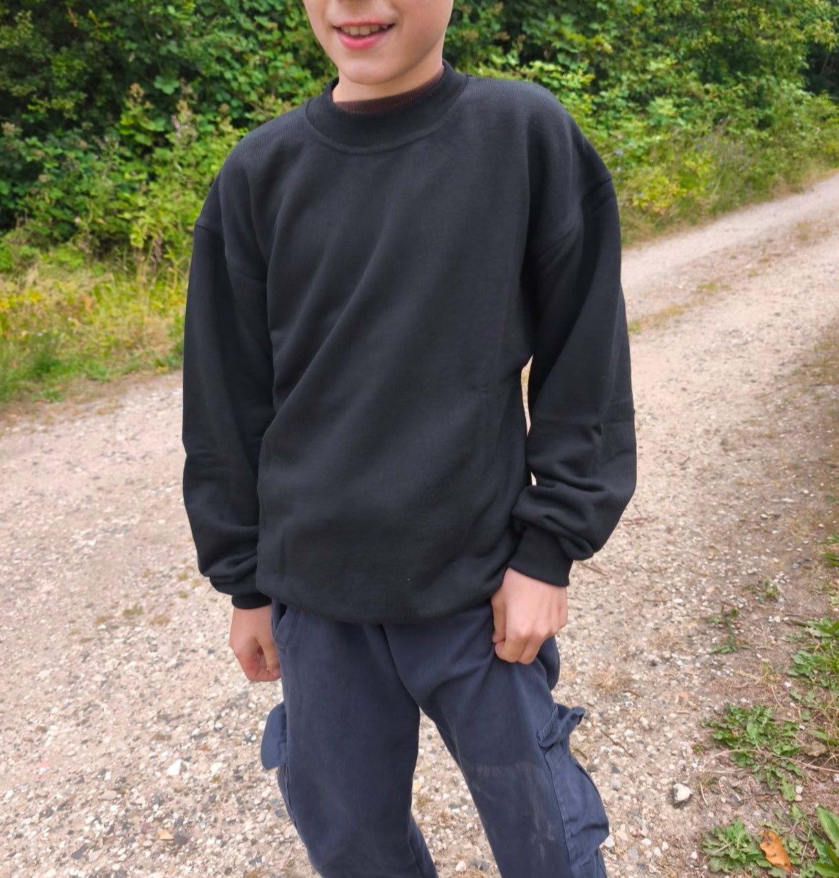 Sweatshirt fra forsvaret, XXS/10-12år, sort, nye