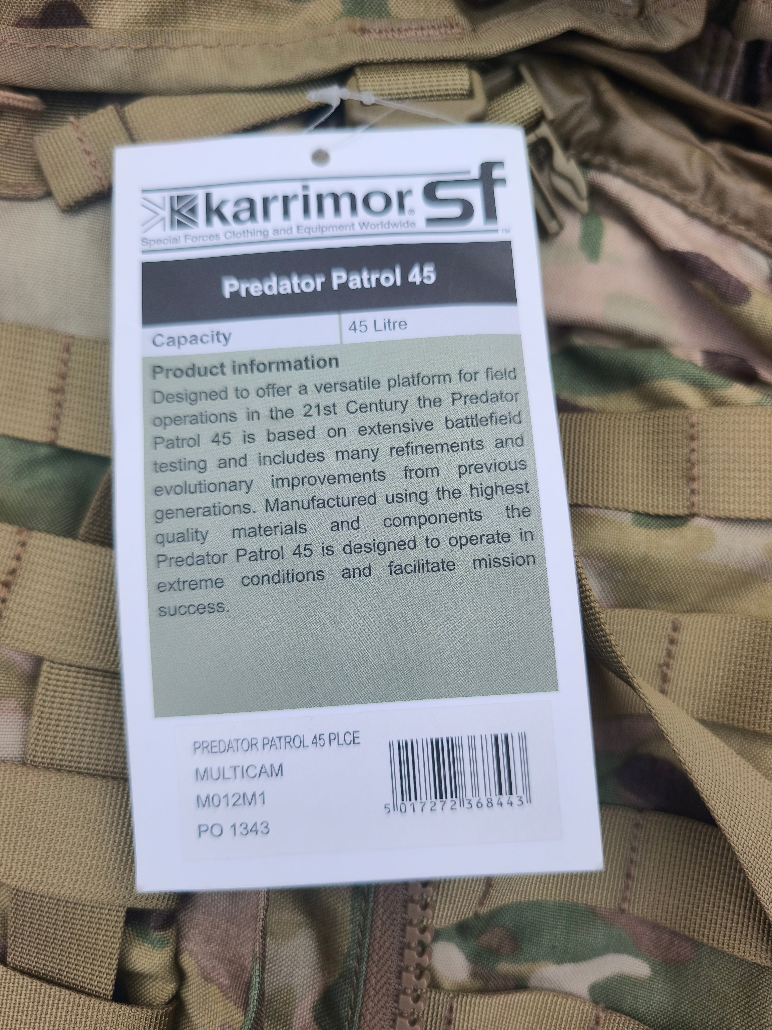 Karrimor SF predator patrol 45, ny, multicam