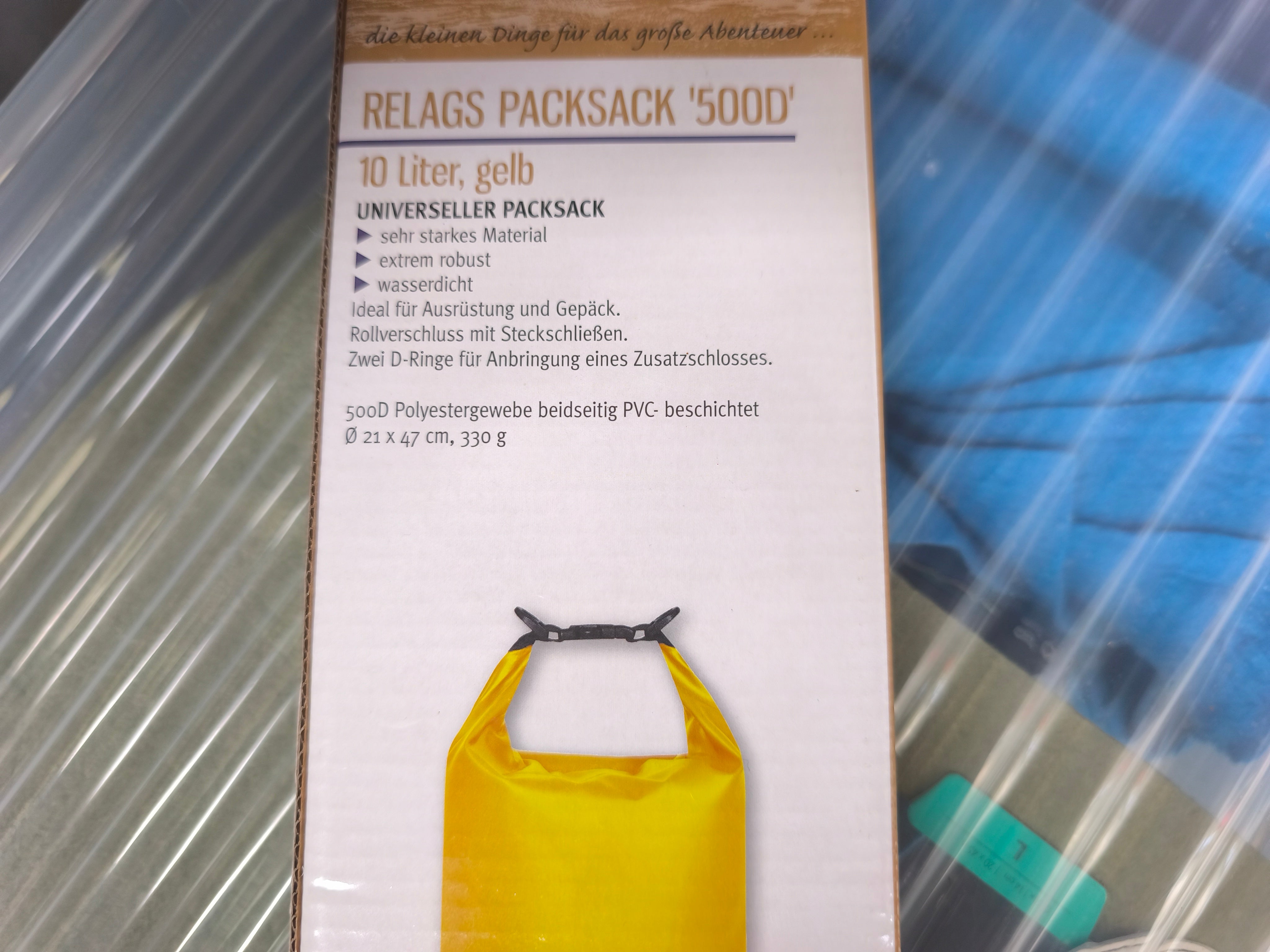 Relags packsack 10 liter, vandtæt, gul