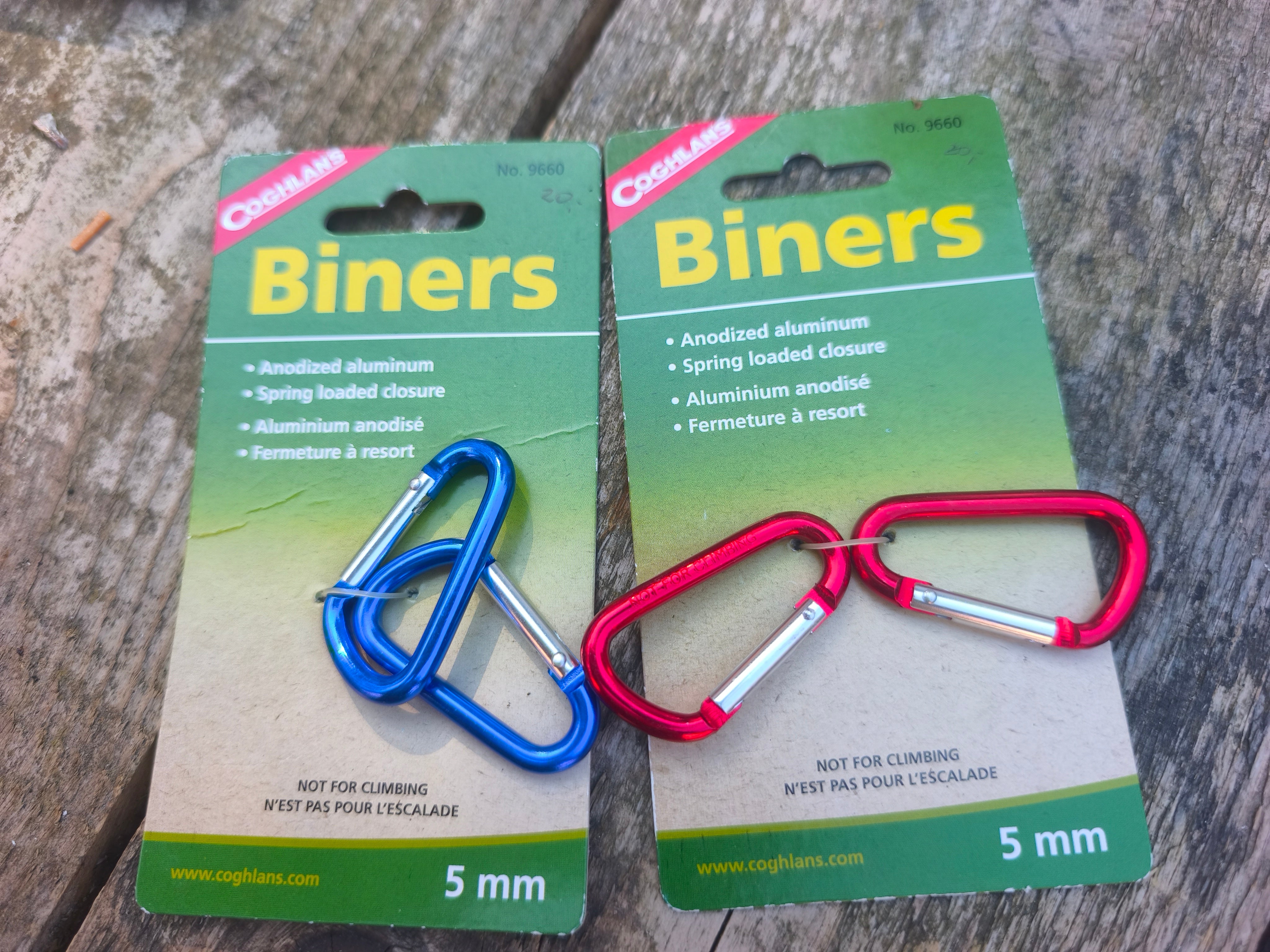 Karabiner, små, til udstyr/handsker/nøgler. Sæt af 2