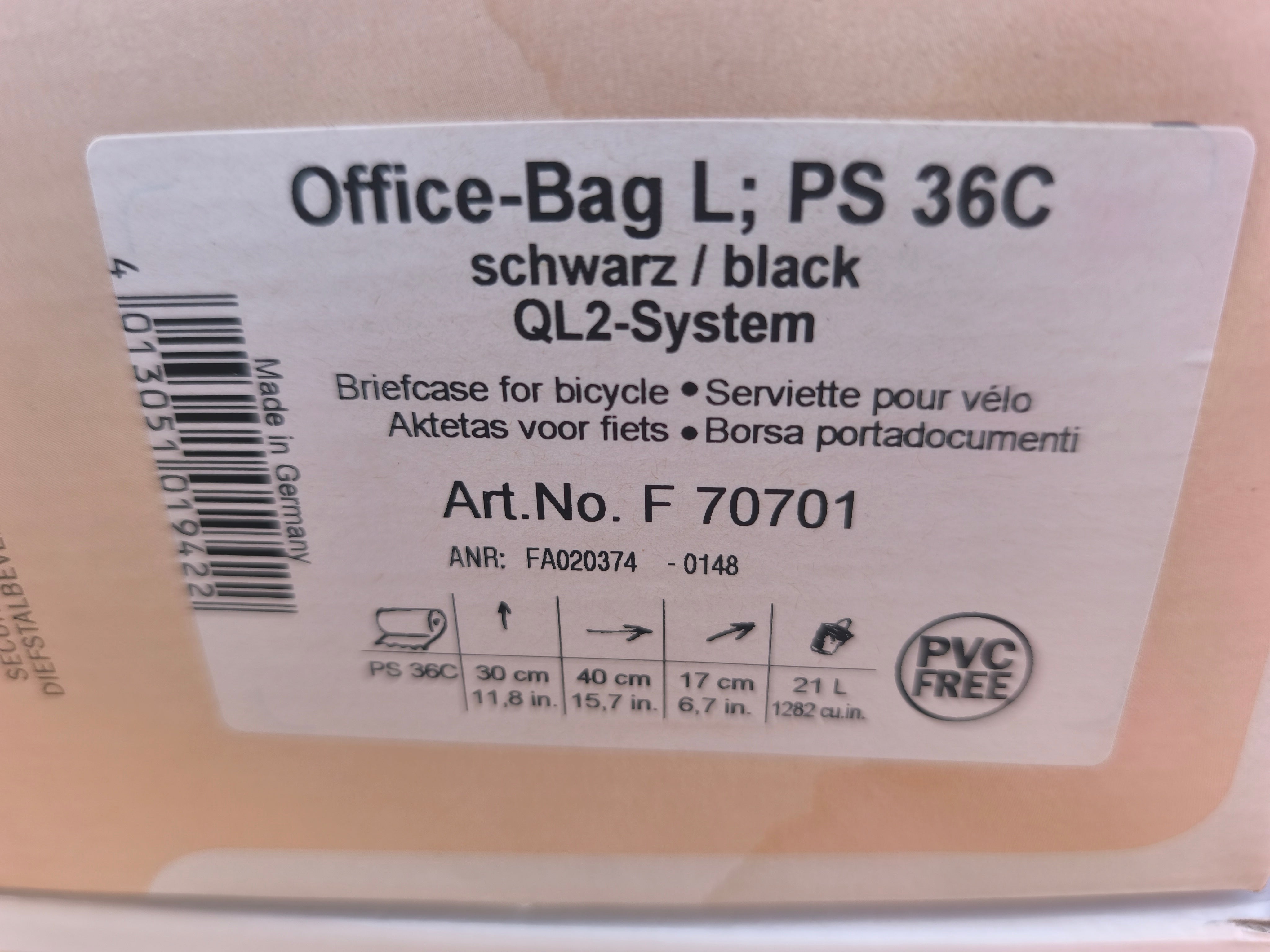 Ortlieb office Bag L PS 36C, sort