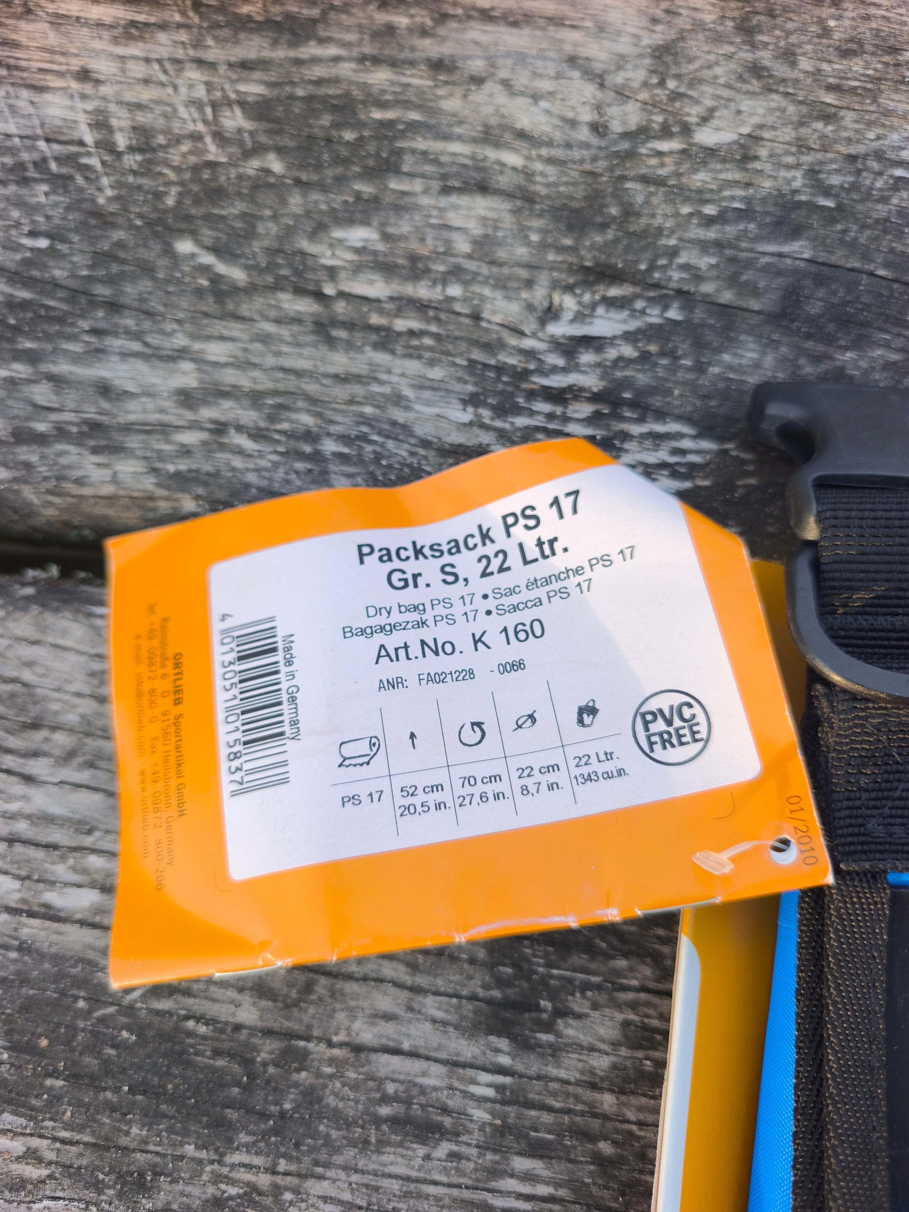 Ortlieb Packsack PS 17,  22 liter, blå