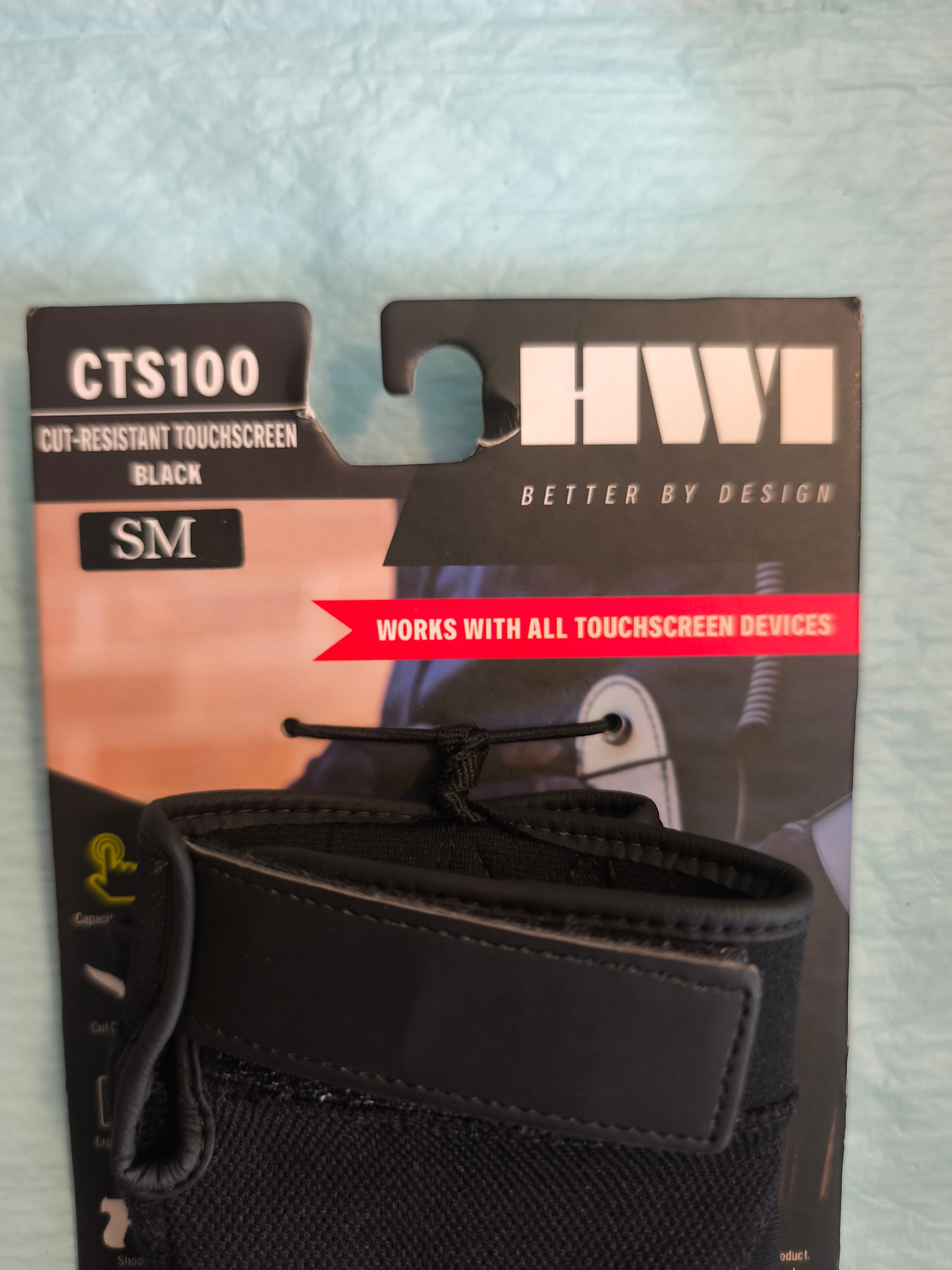 HWI snitsikre handsker, small, sort