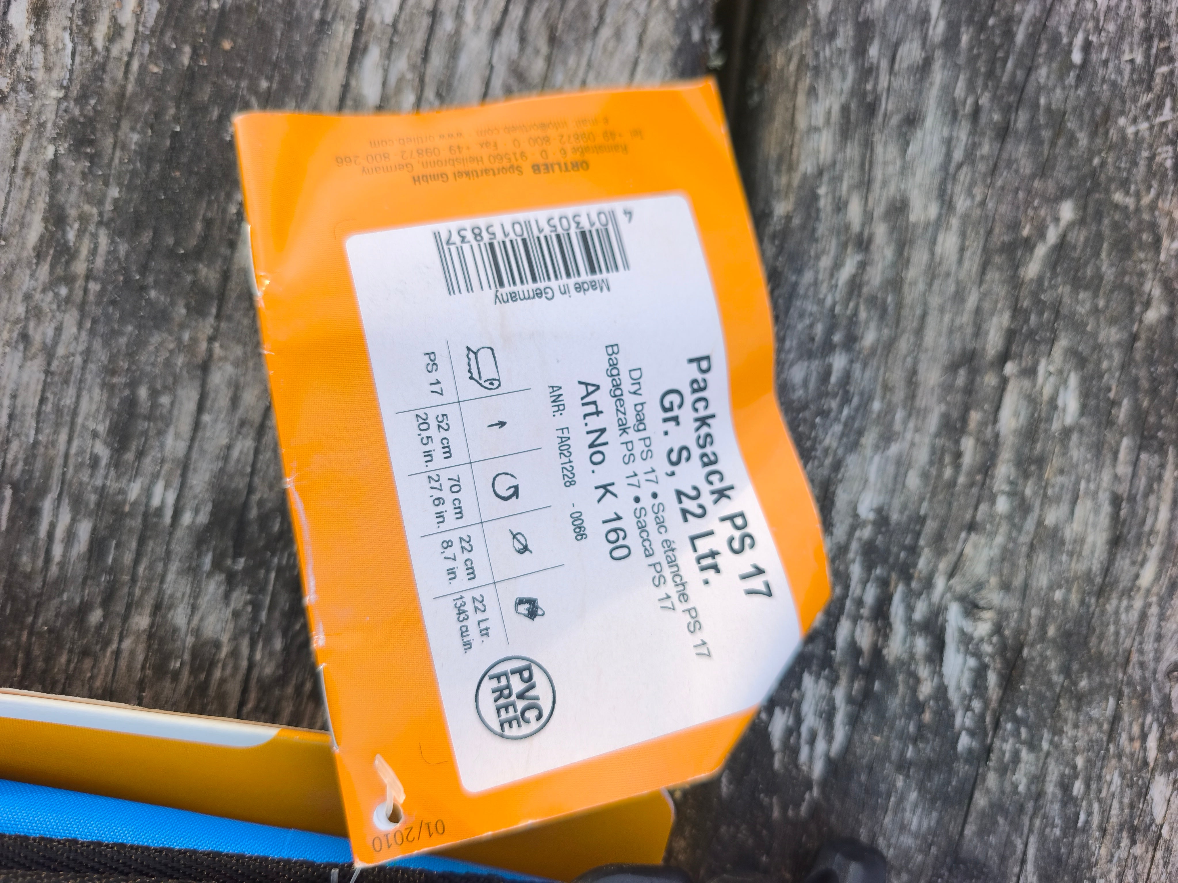 Ortlieb Packsack PS 17,  22 liter, blå