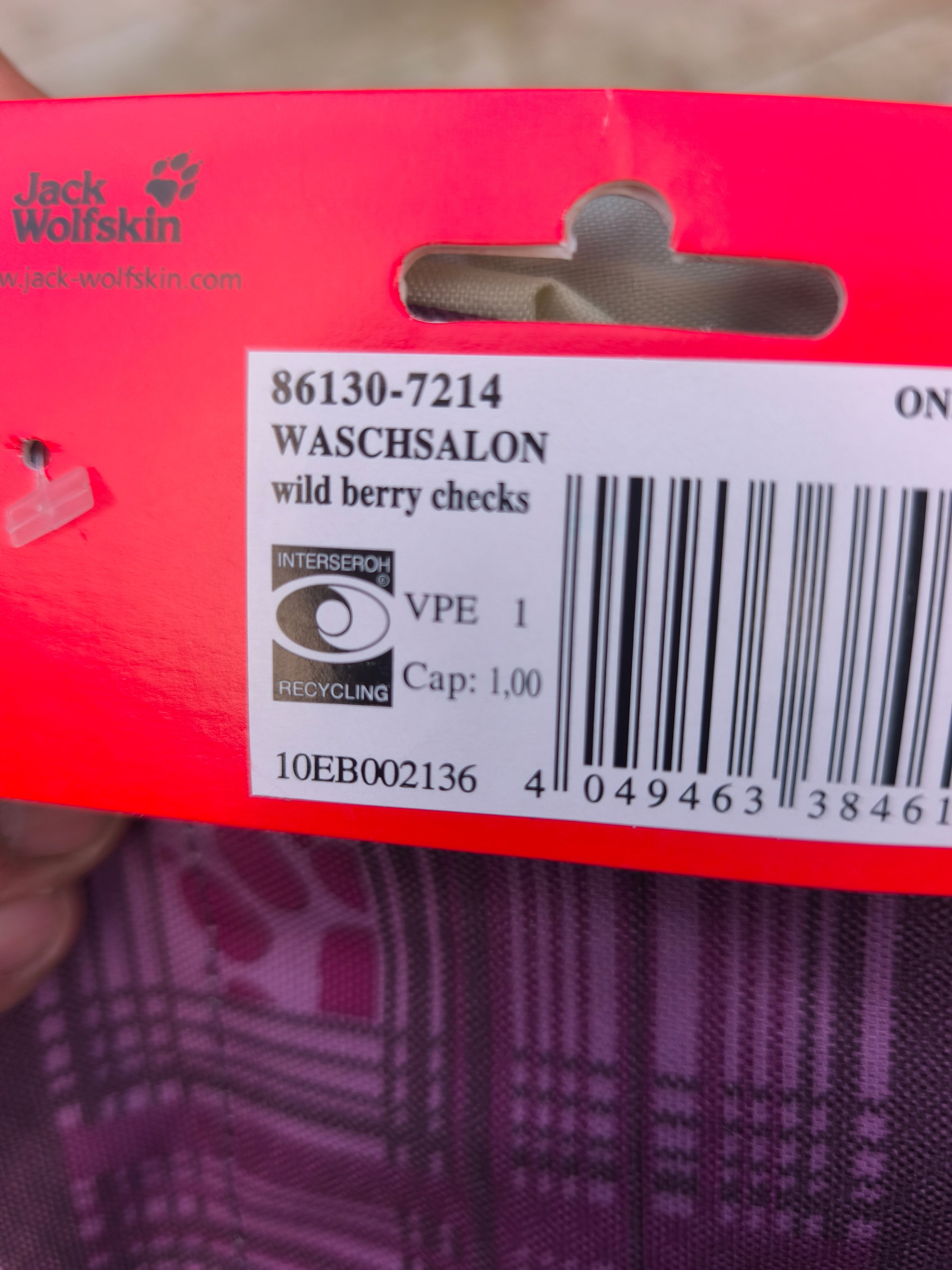 Toilettaske Jack Wolfskin Waschsalon, farve: wild berry checks
