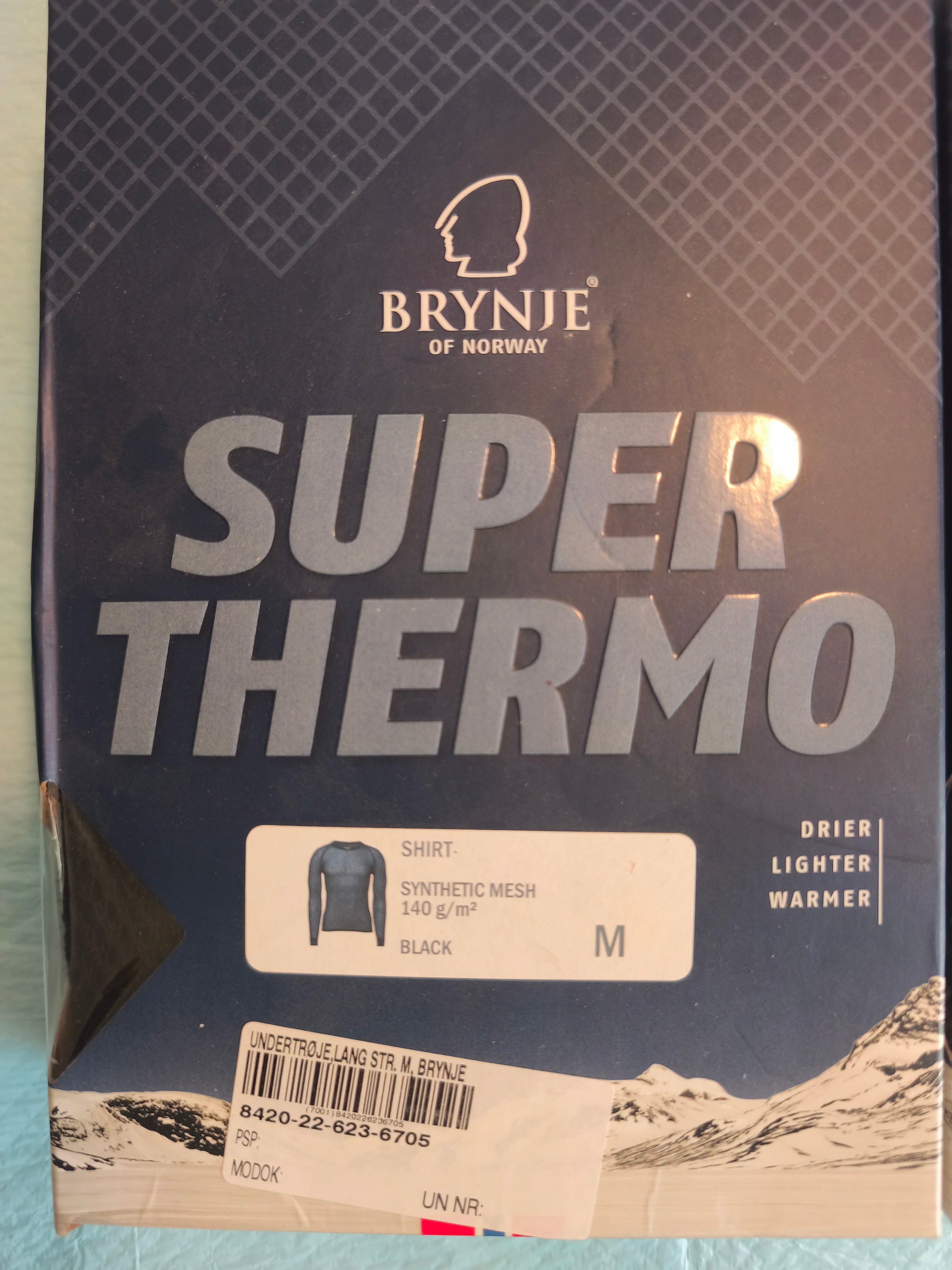 Brynje Super Thermo, Langærmet nettrøje med kort hals, Sort