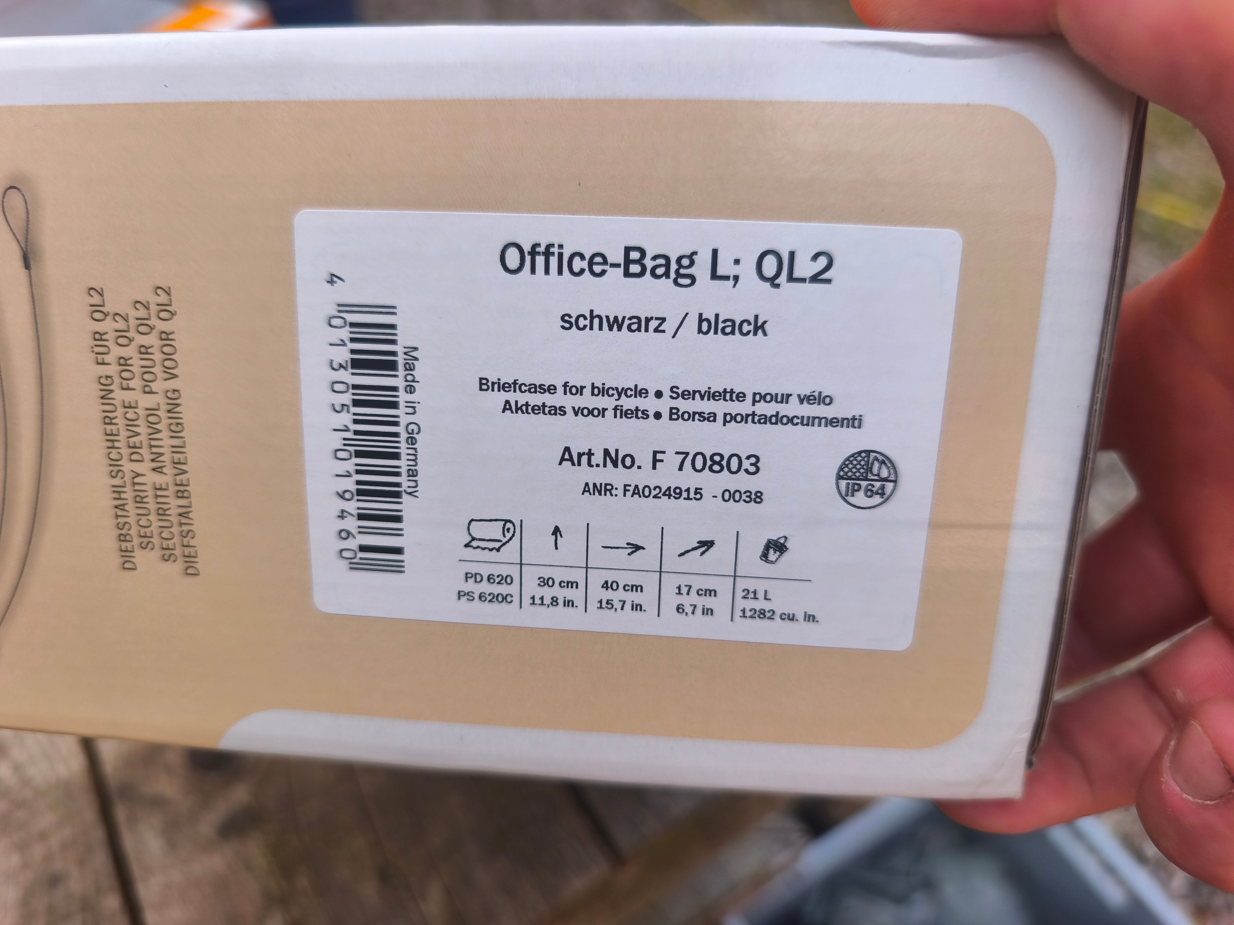 Ortlieb office-bag L, QL2, sort